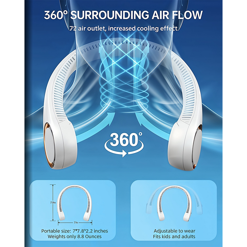 Portable Bladeless Hanging Rechargeable Neck Fan